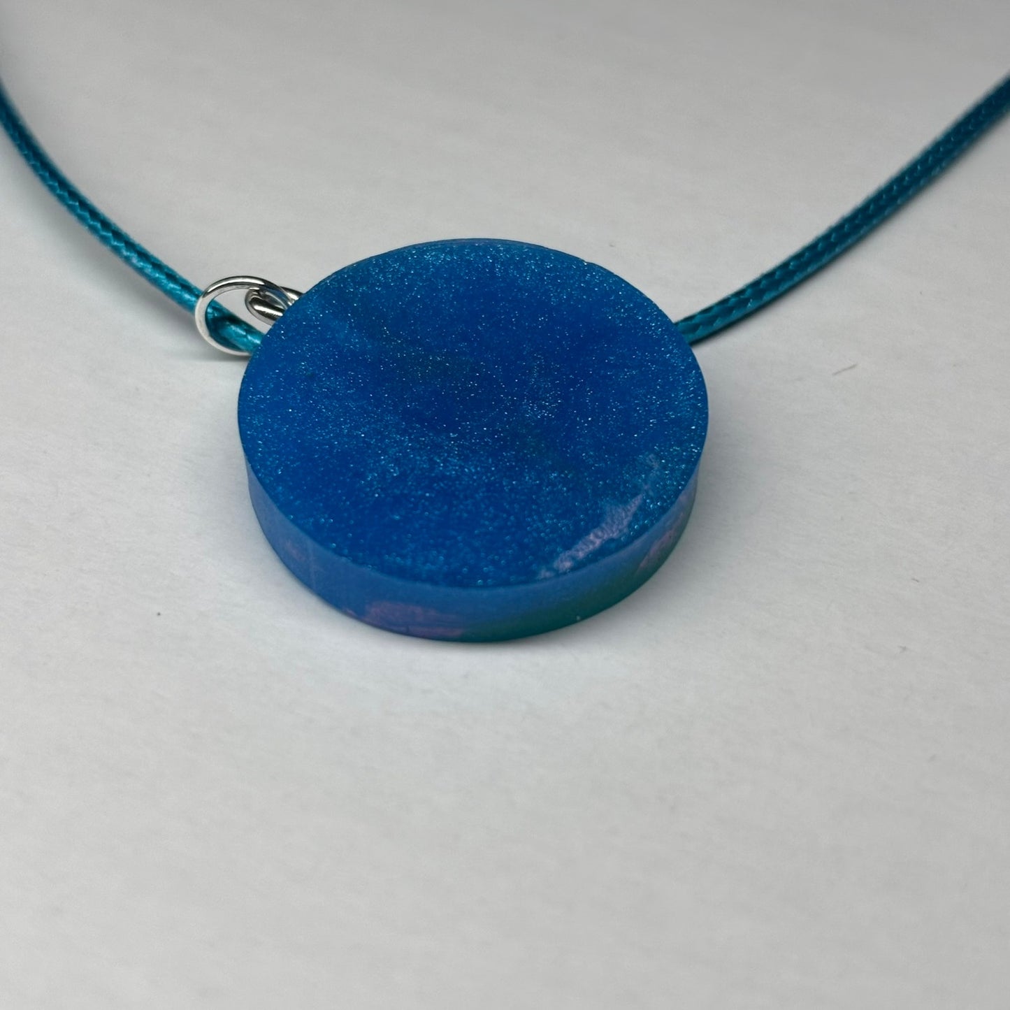 Blue & Pink Bishop - Handmade Resin Chess Necklace