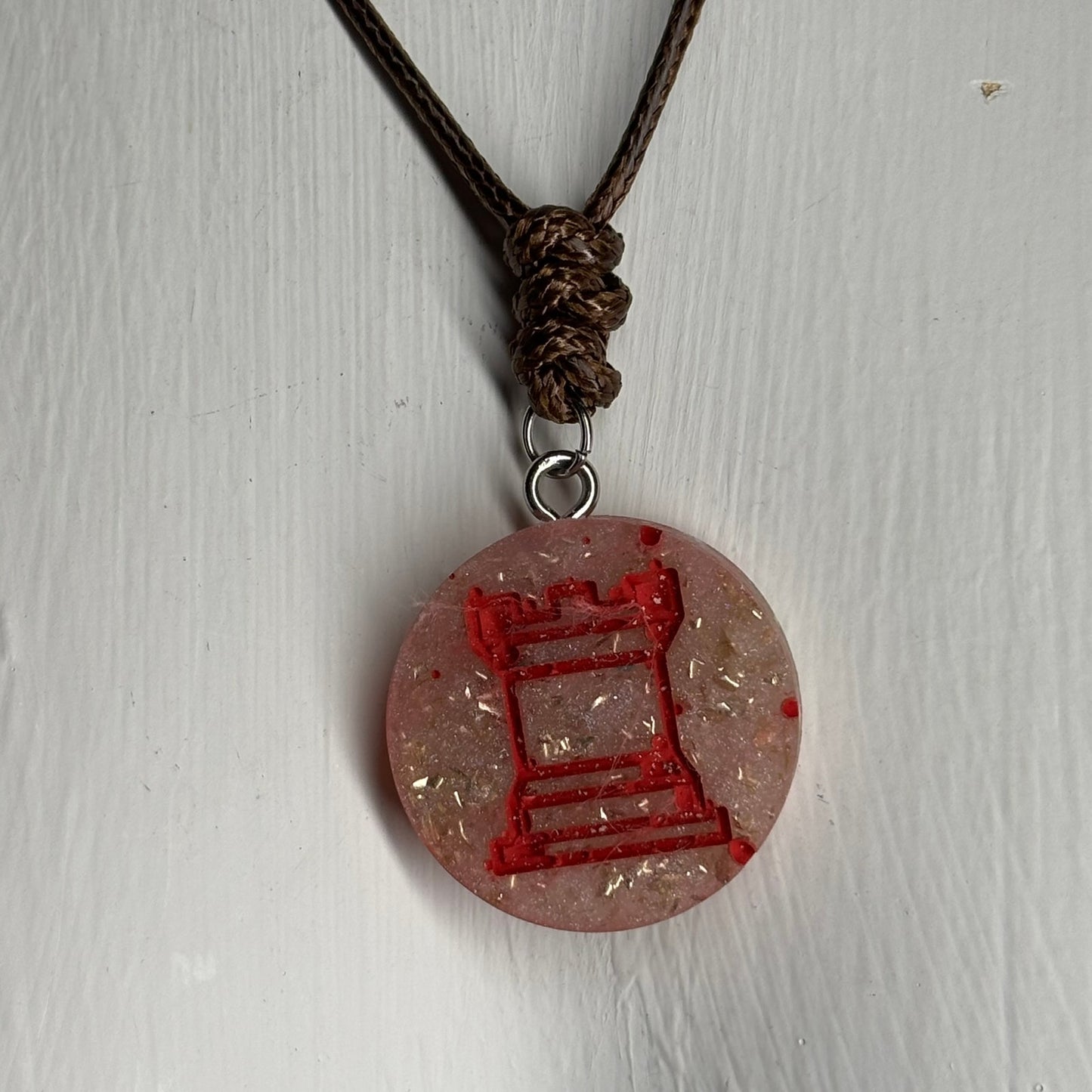 Crystal Rook - Handmade Resin Chess Necklace