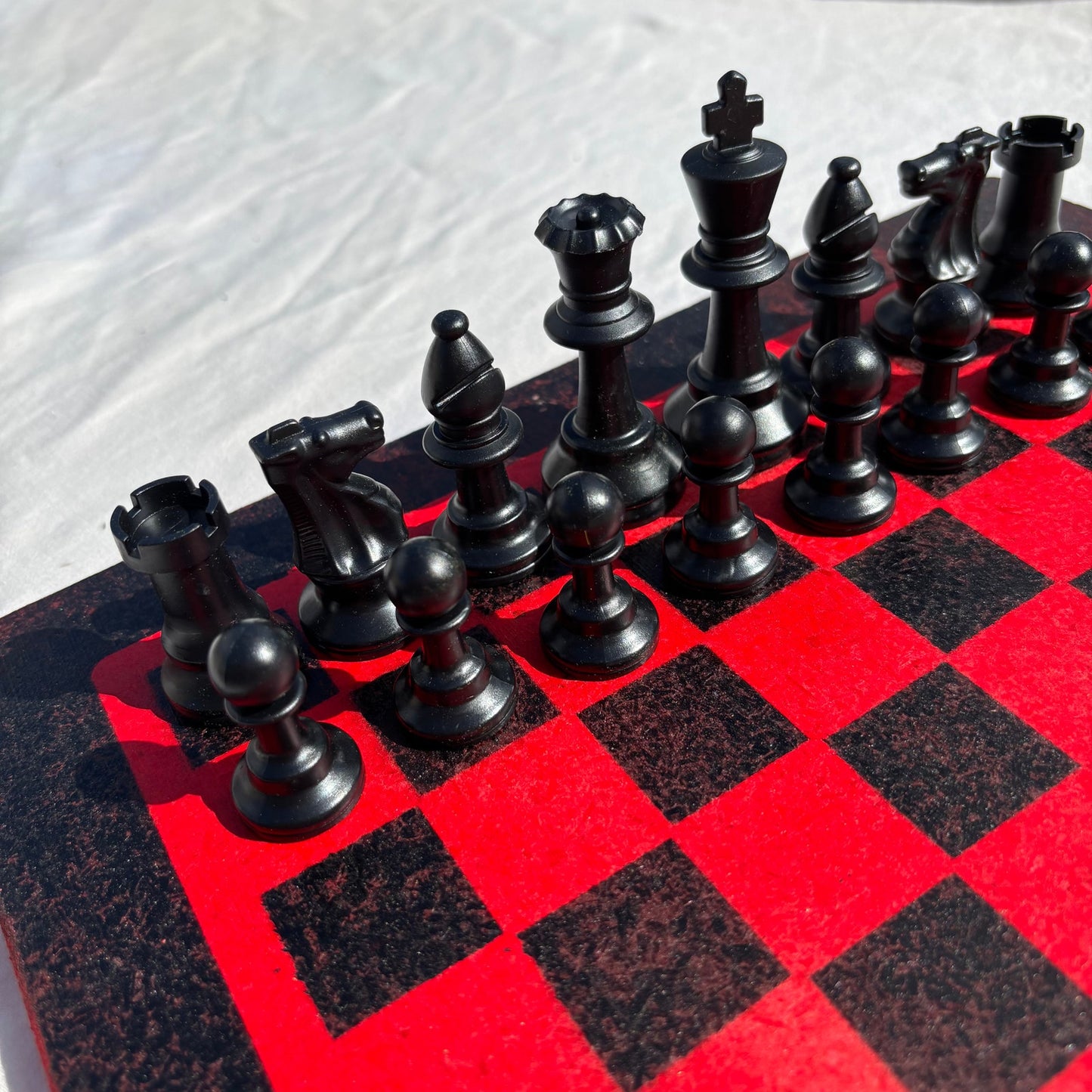 Red & Black - Painted Chess Set