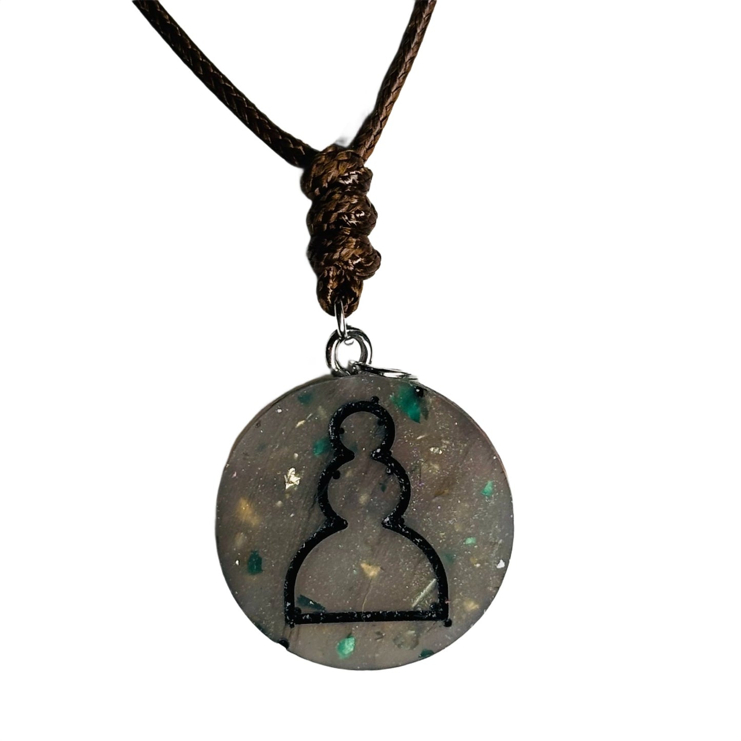 Classic Gray Pawn - Handmade Resin Chess Necklace