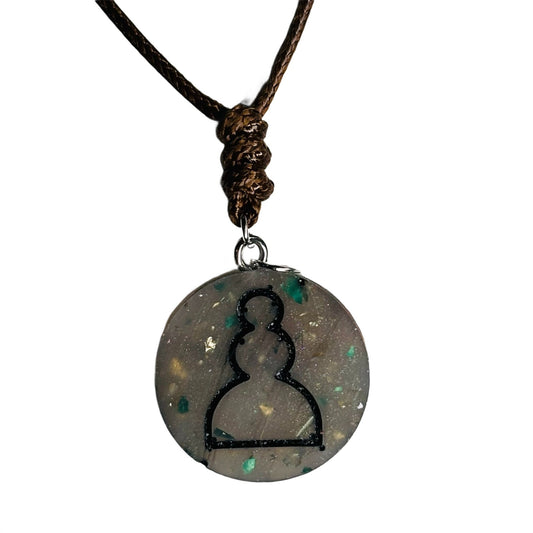 Classic Gray Pawn - Handmade Resin Chess Necklace