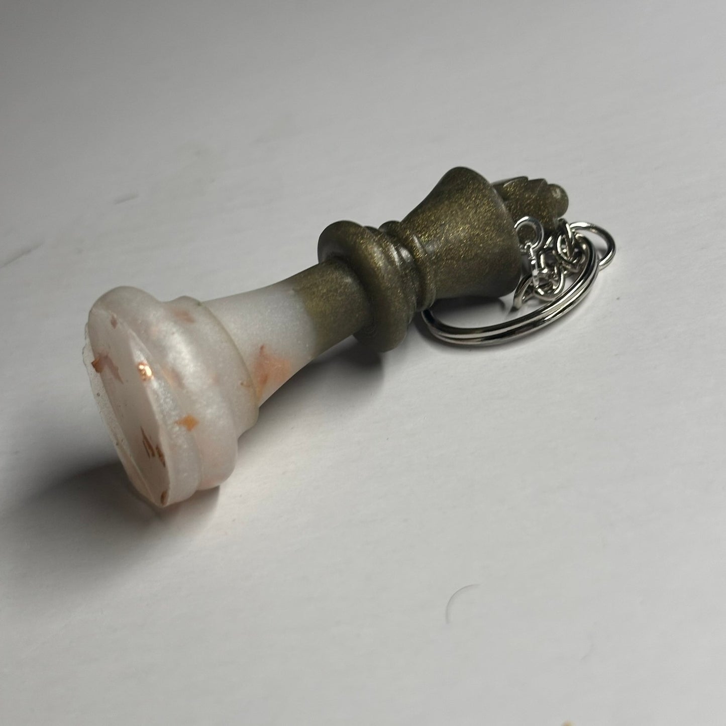 White/Green King - Handmade Resin Keychain