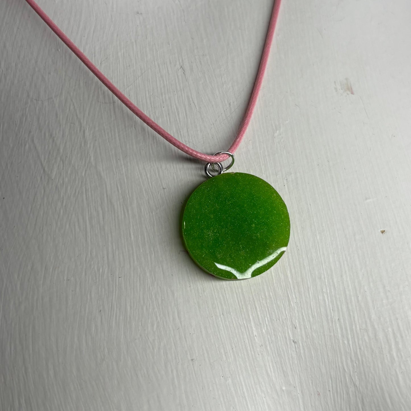 Green & Pink Bishop - Handmade Resin Chess Necklace