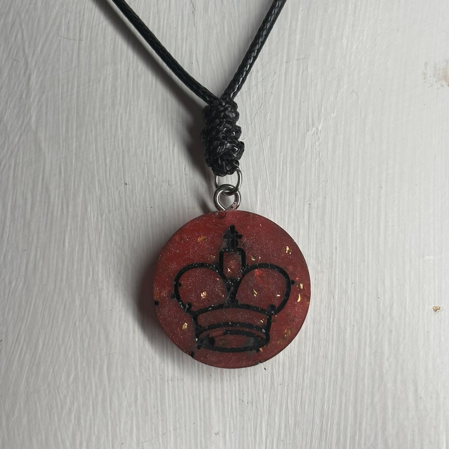 Crystal Red King - Handmade Resin Chess Necklace