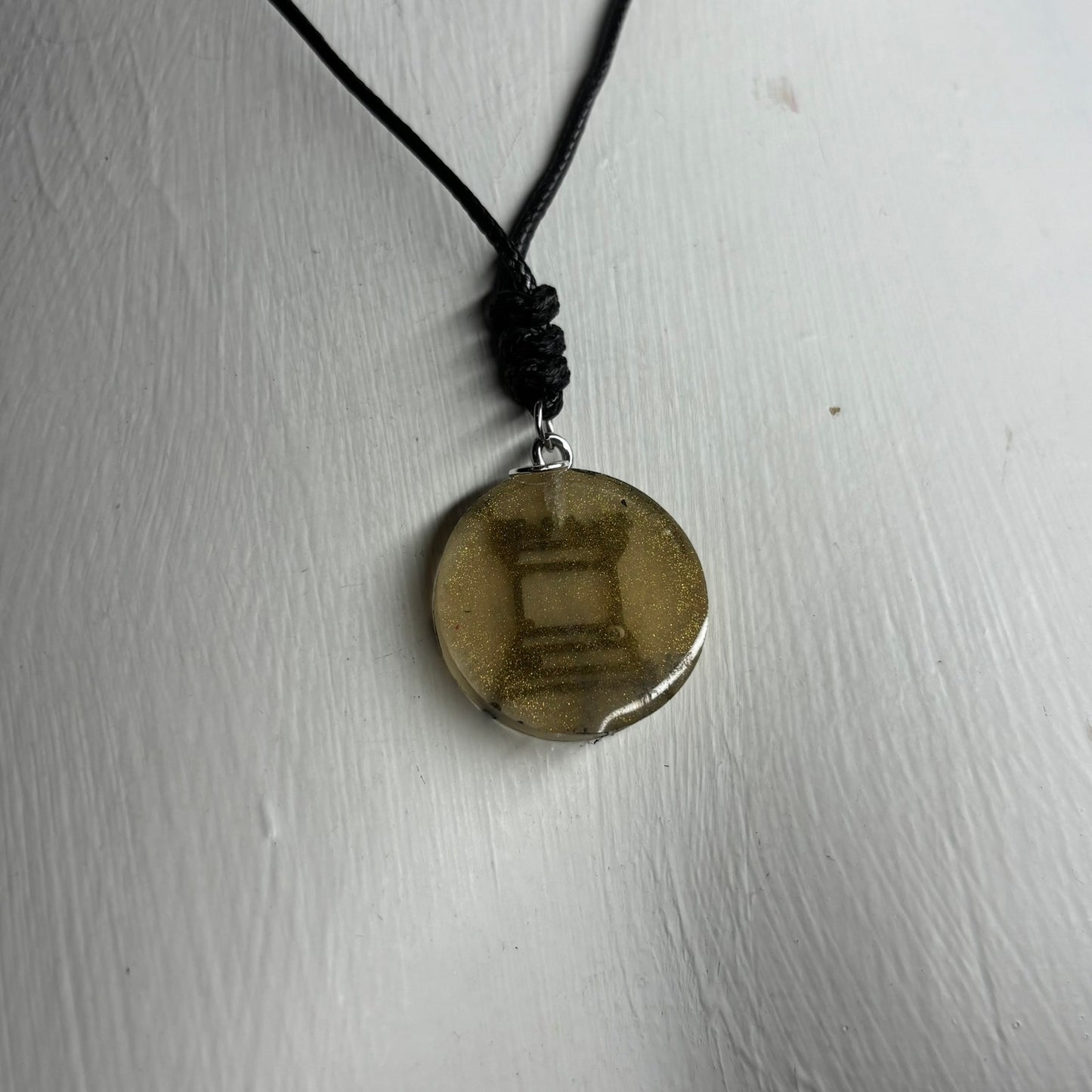 Dark Yellow Rook - Handmade Resin Chess Necklace