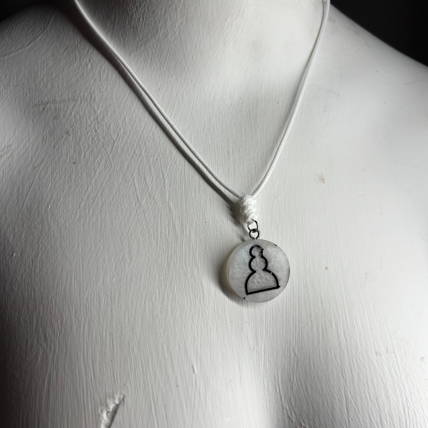 Silver Pawn - Handmade Resin Chess Necklace