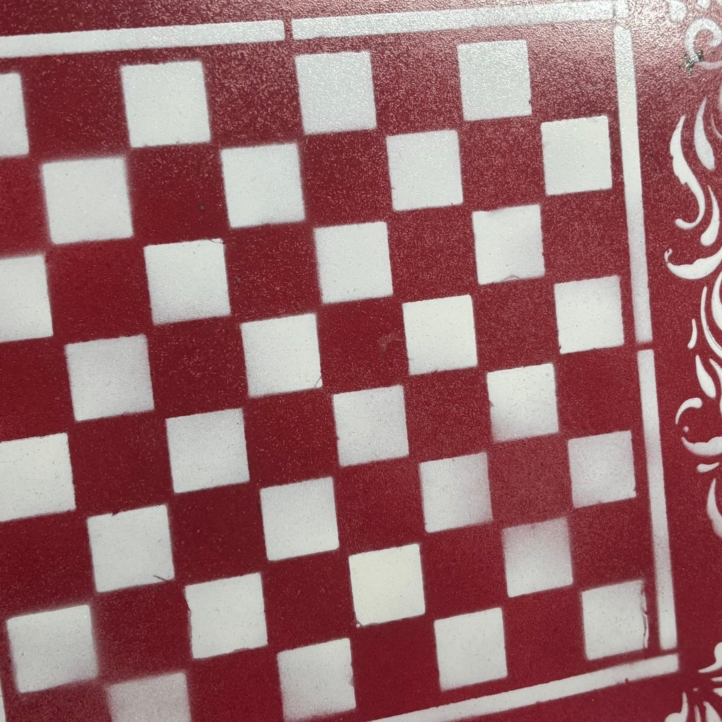 Red & White - Painted Chess Board