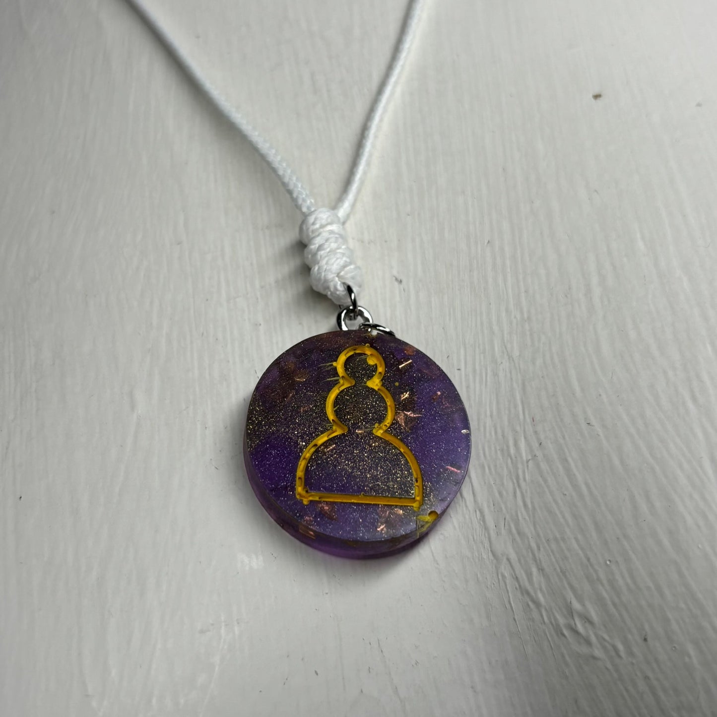 Purple Crystal Pawn - Handmade Resin Chess Necklace