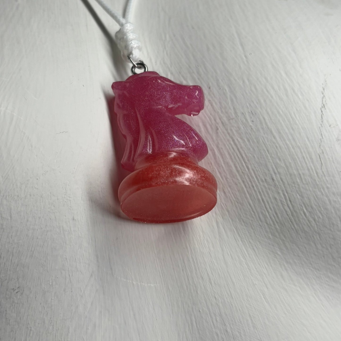 Pink Mixed Knight - Handmade Resin Chess Necklace