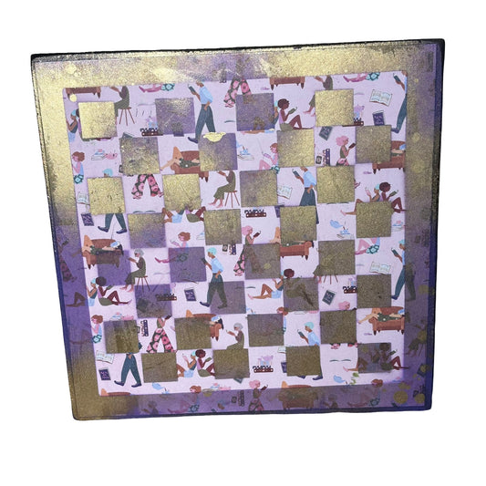Purple Gold College Studies - Scrapbook Chess Board