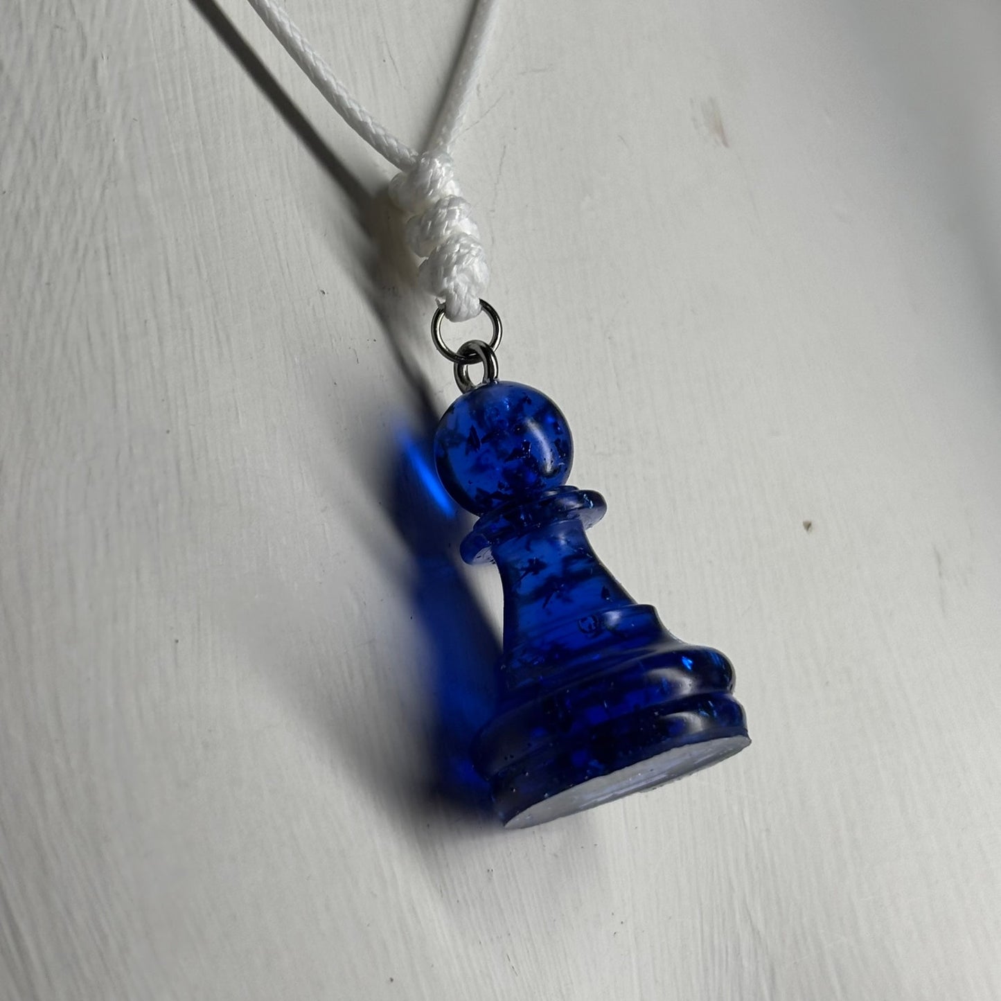 Deep Blue Pawn - Handmade Resin Chess Necklace