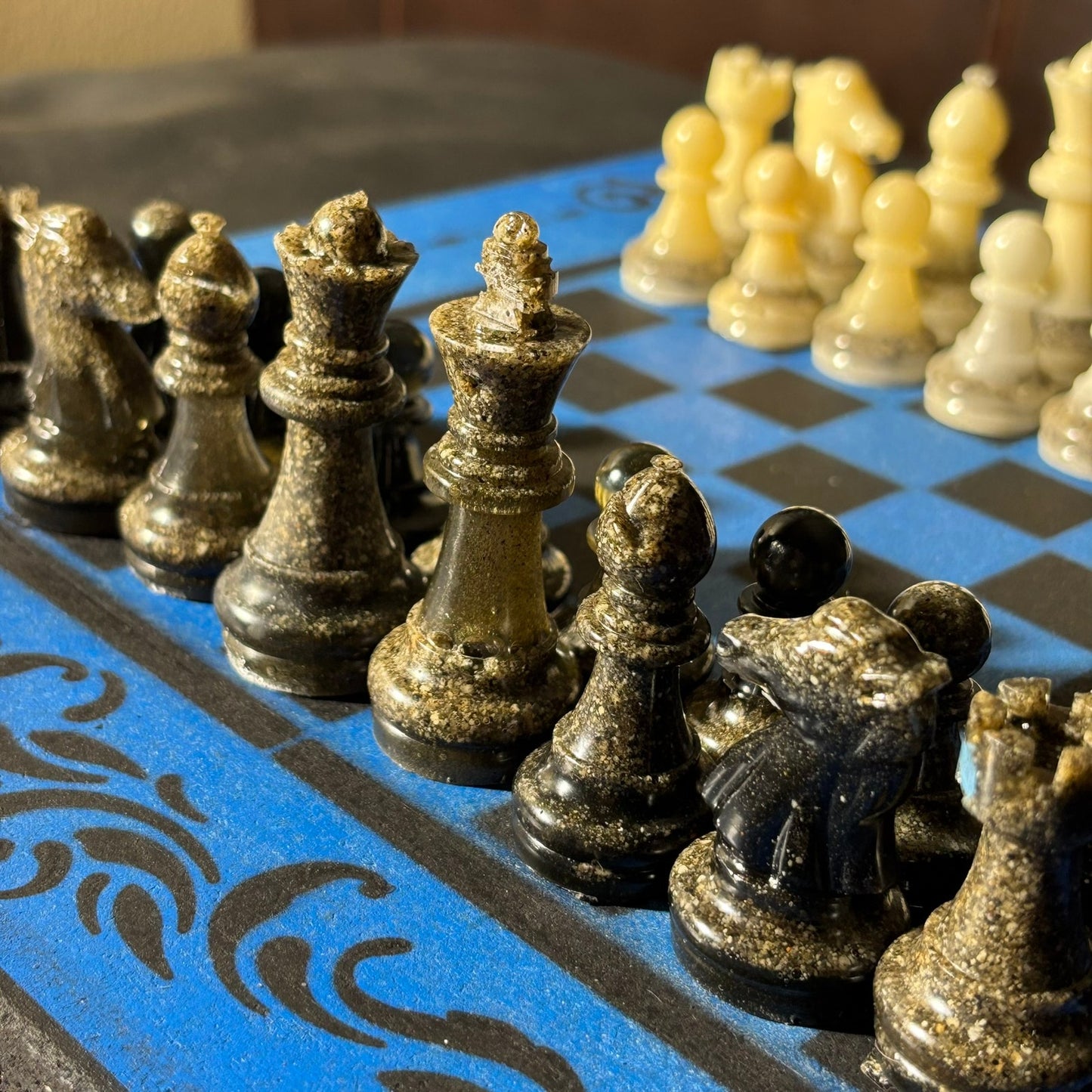 Supreme Blue & Black - Painted Chess Set