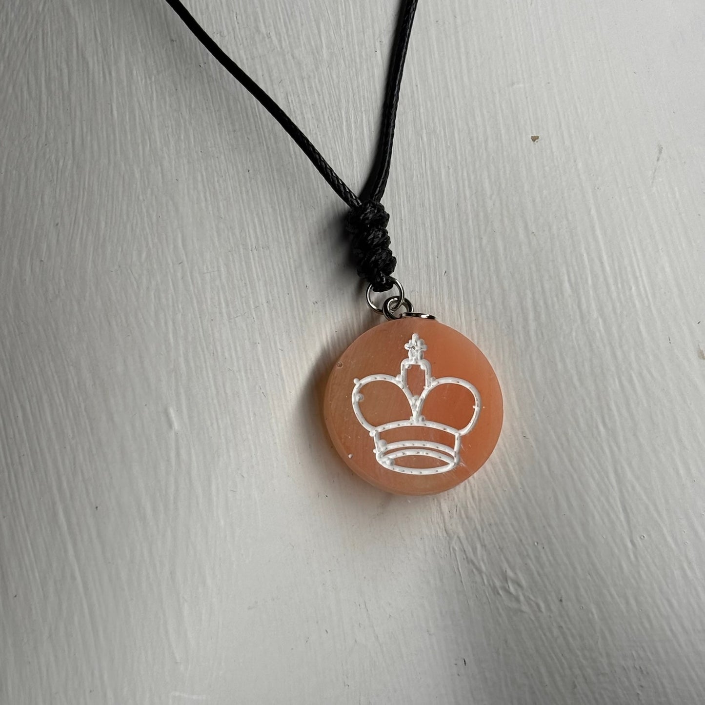 Peach Orange King - Handmade Resin Chess Necklace