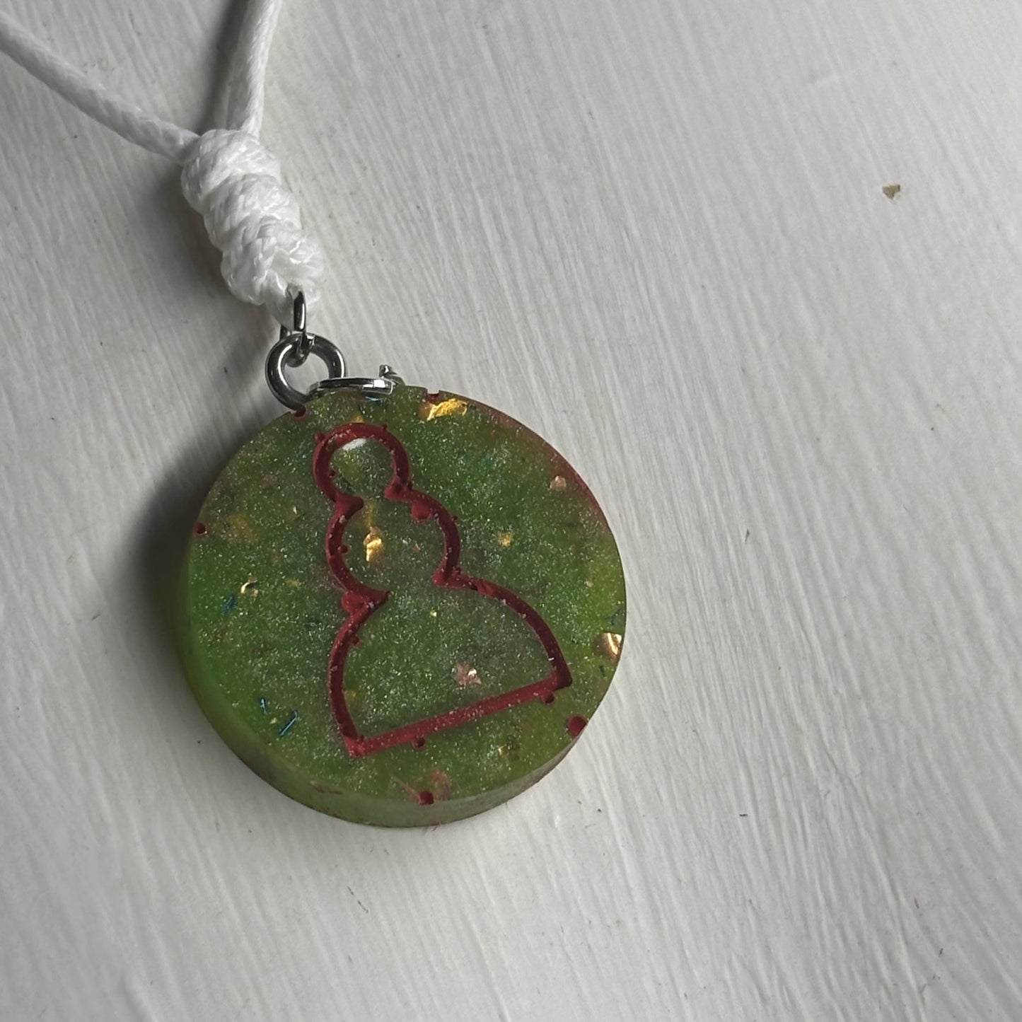 Vintage Green Pawn - Handmade Resin Chess Necklace