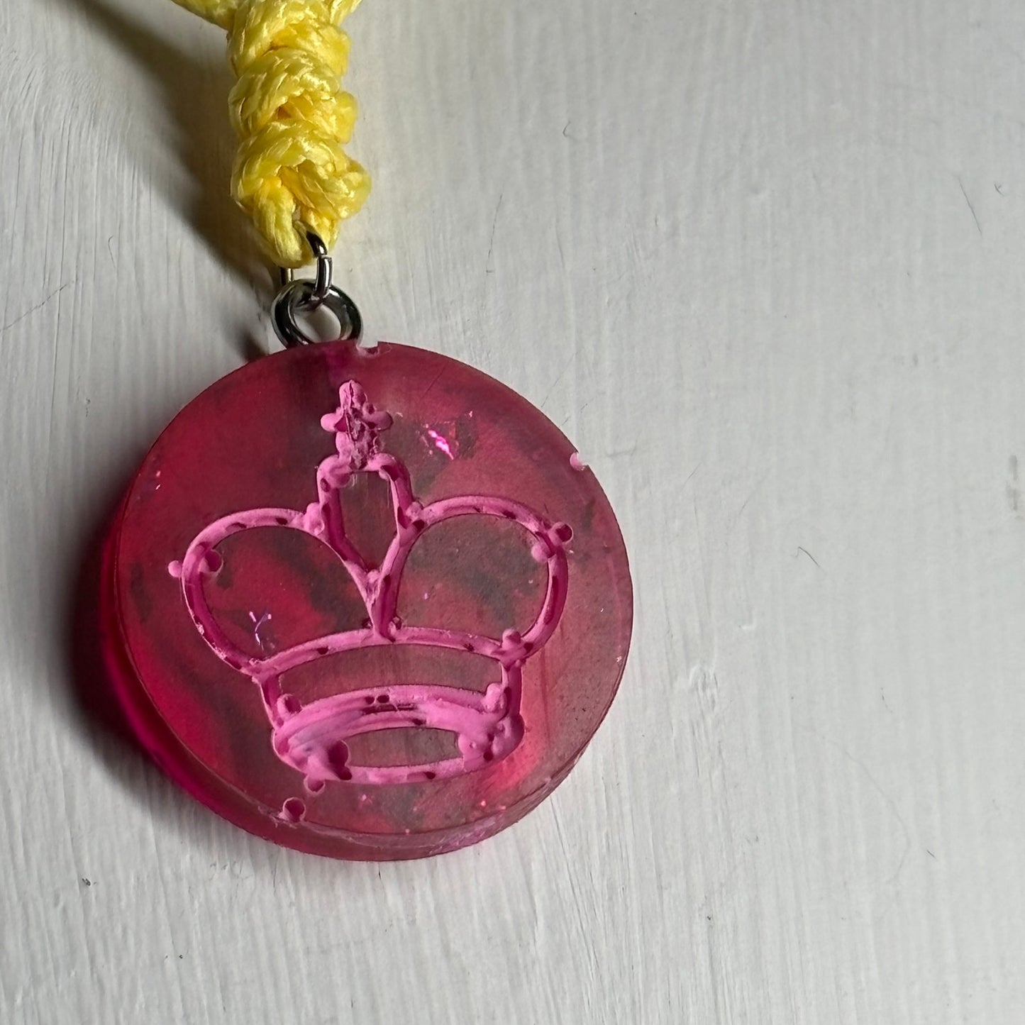 Banana Pink King - Handmade Resin Chess Necklace