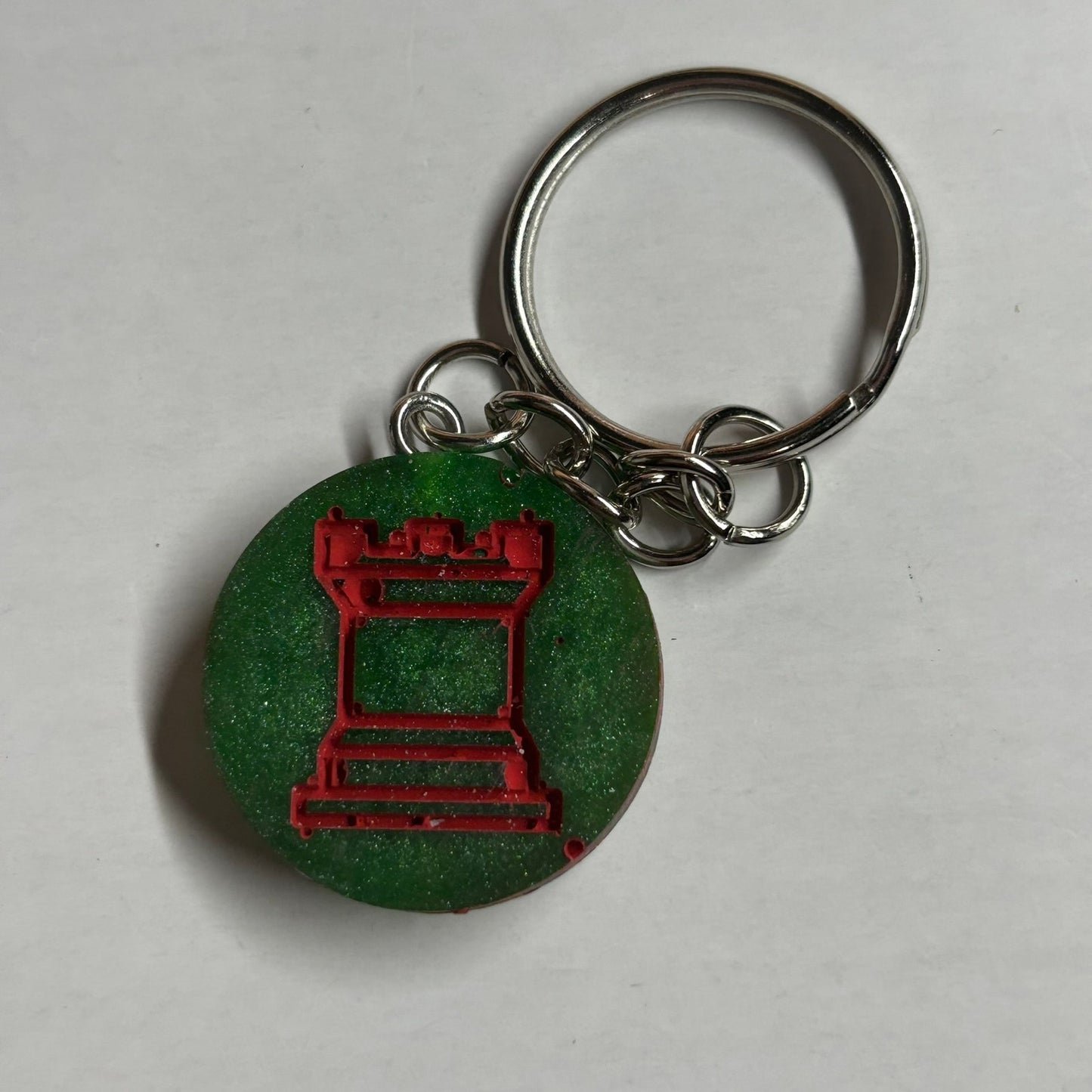 Forest Green Red Rook - Handmade Resin Keychain