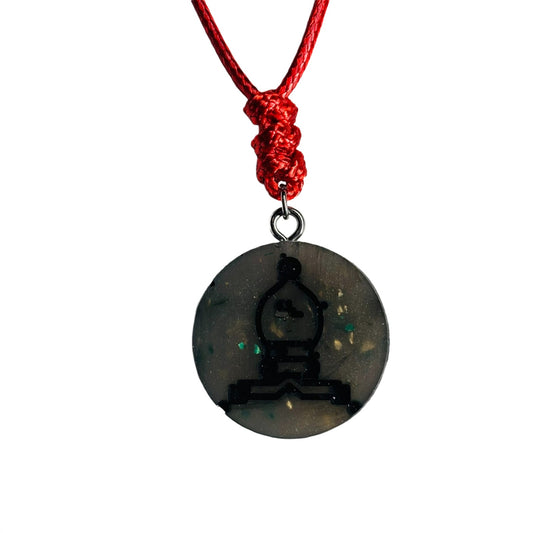 Dark Crystal Bishop - Handmade Resin Chess Necklace