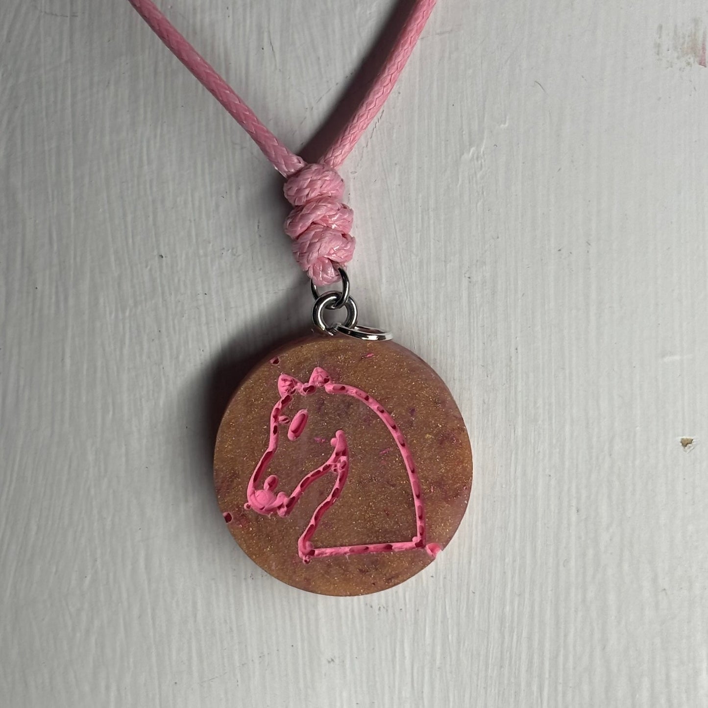 Vintage Pink Pawn - Handmade Resin Chess Necklace