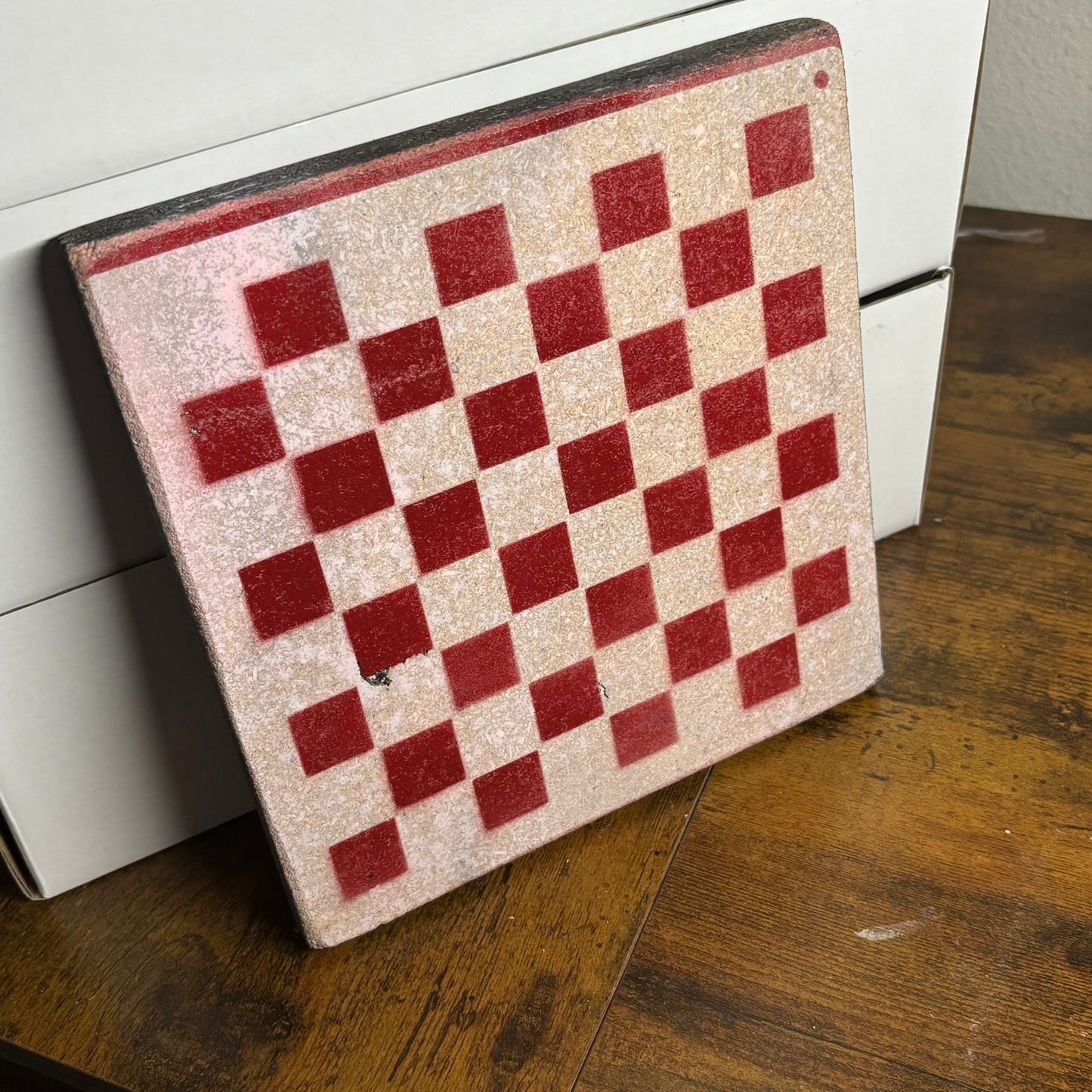 White & Red - Painted Double Sided Chess Board