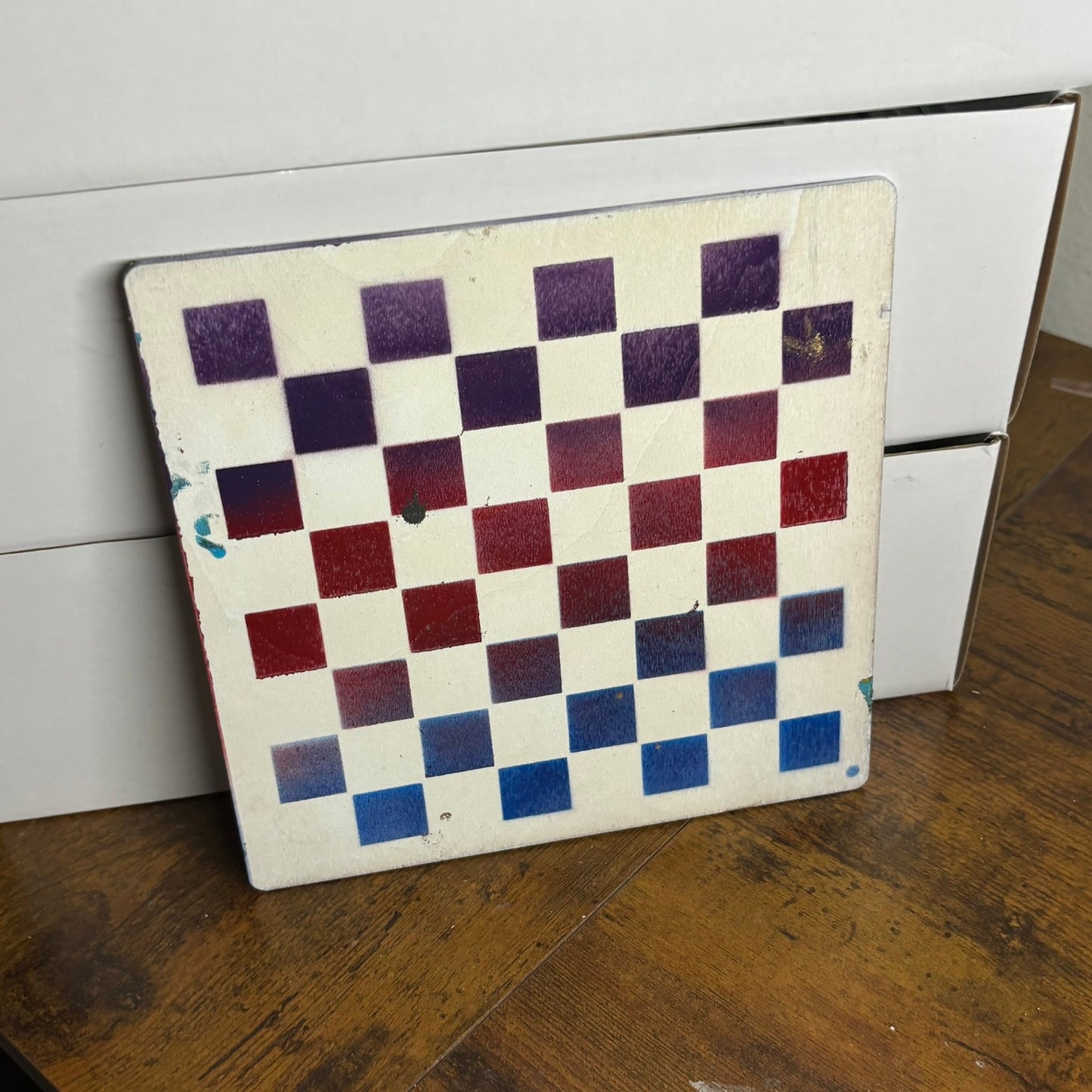 Light Rainbow - Painted Thin Wooden Chess Board