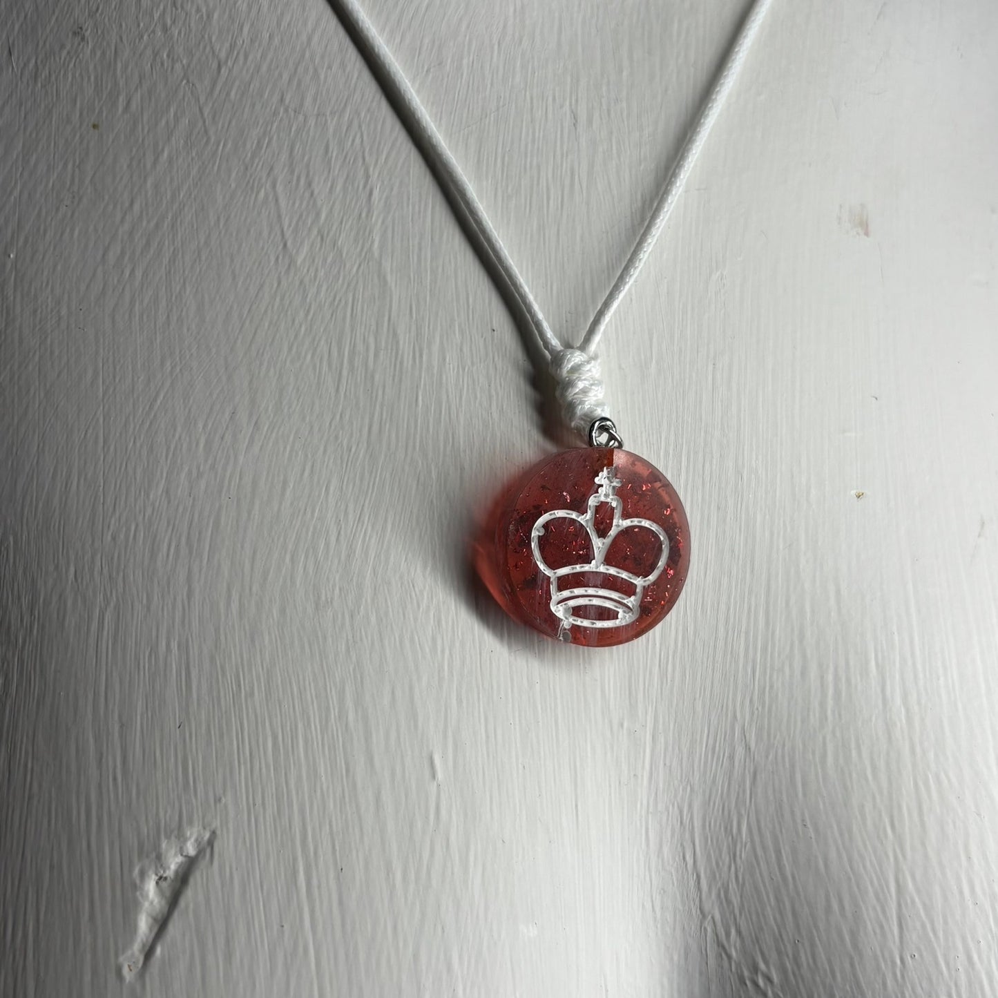 Crystal Red King - Handmade Resin Chess Necklace