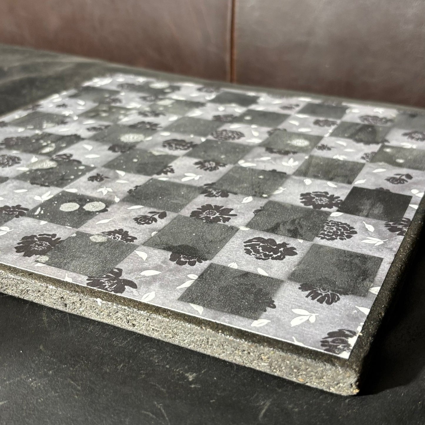 Black Ice Flowers - Scrapbook Chess Board