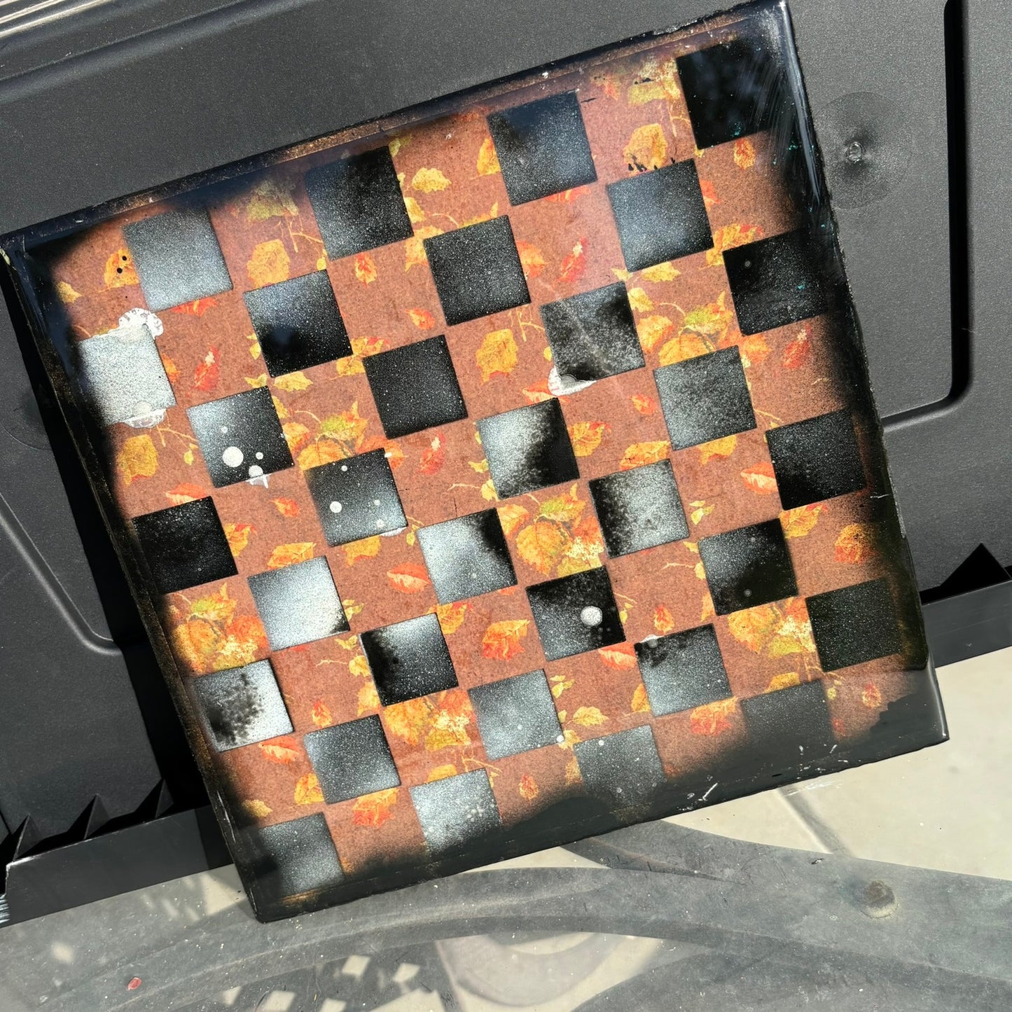 Autumn Patterned - Resin Coated Chess Board