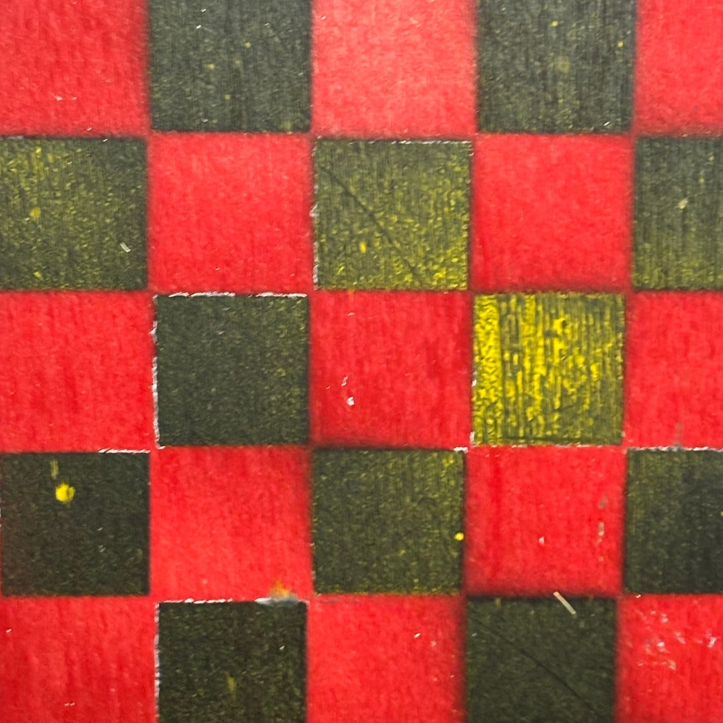 Red & Black Mustard Yellow - Painted Thin Wooden Chess Board