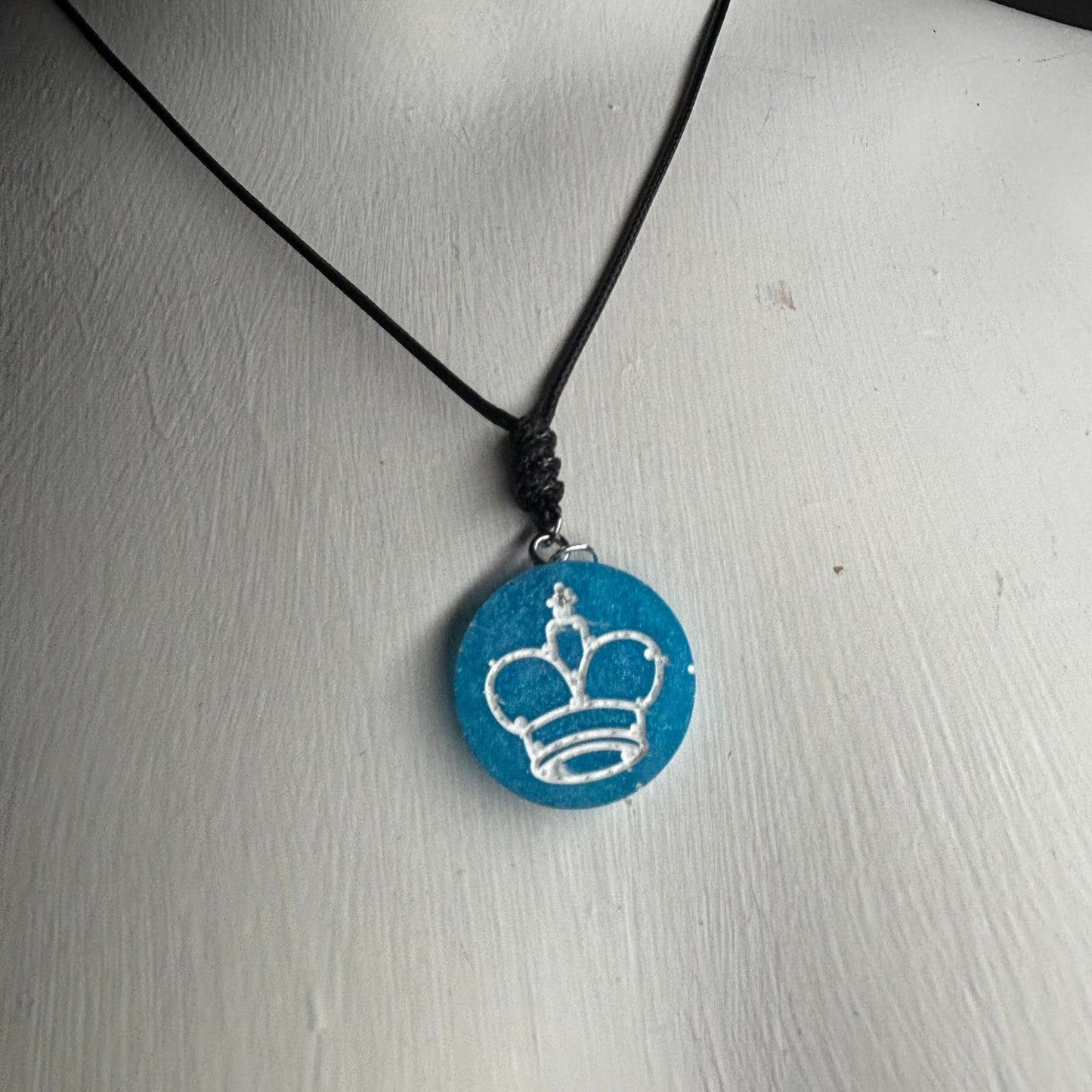 Blue King - Handmade Resin Chess Necklace