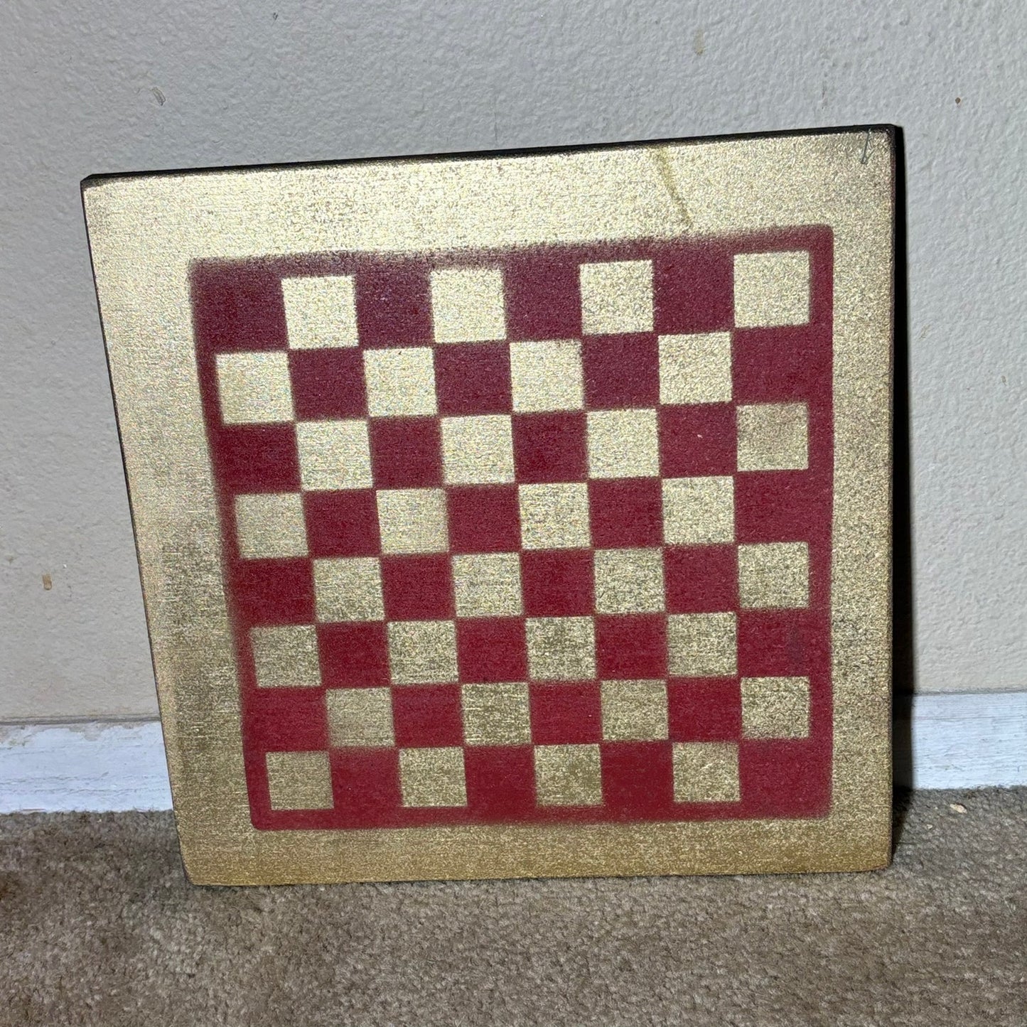 Golden Red - Painted Chess Board