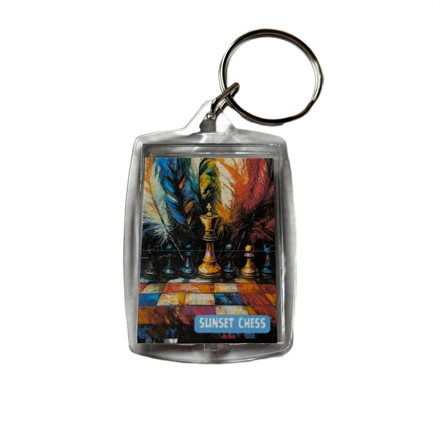 Colored Feathers - Chess  Photo Keychain