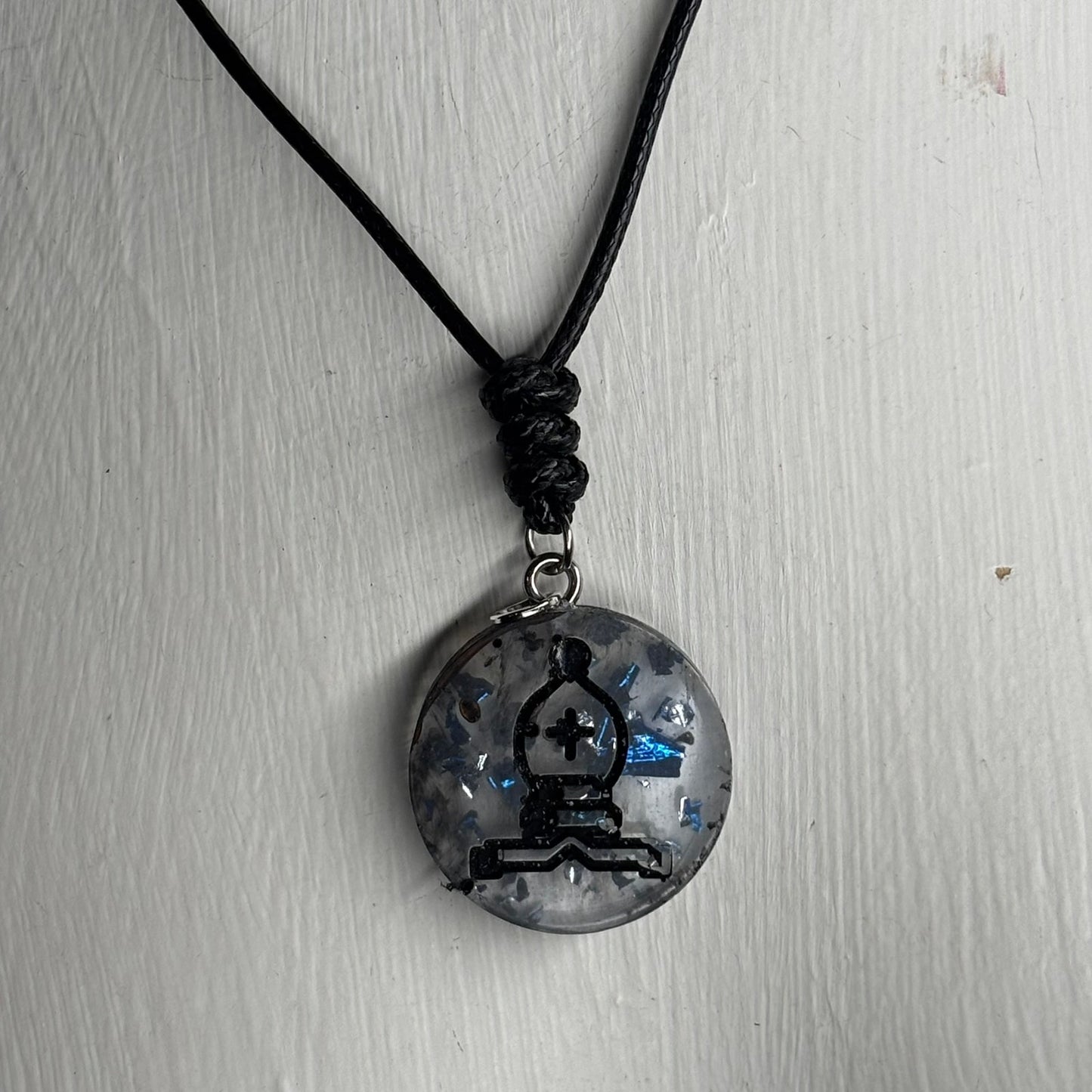 Transparent Bishop - Handmade Resin Chess Necklace