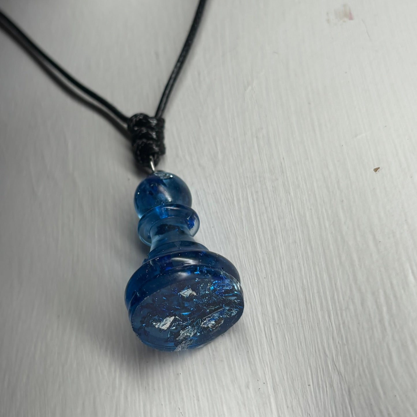 Blue Pawn - Handmade Resin Chess Necklace