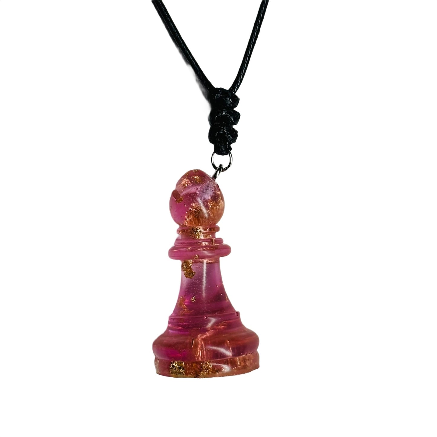 Pink Crystal Bishop - Handmade Resin Chess Necklace