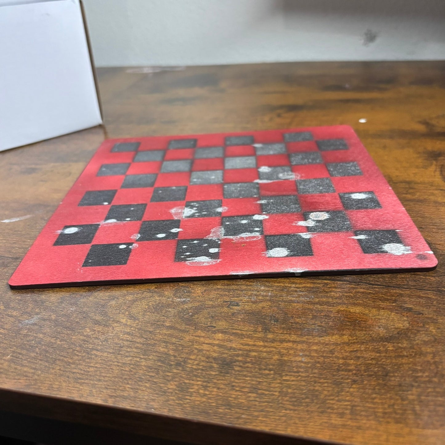 Red Chrome Silver - Painted Thin Wooden Chess Board
