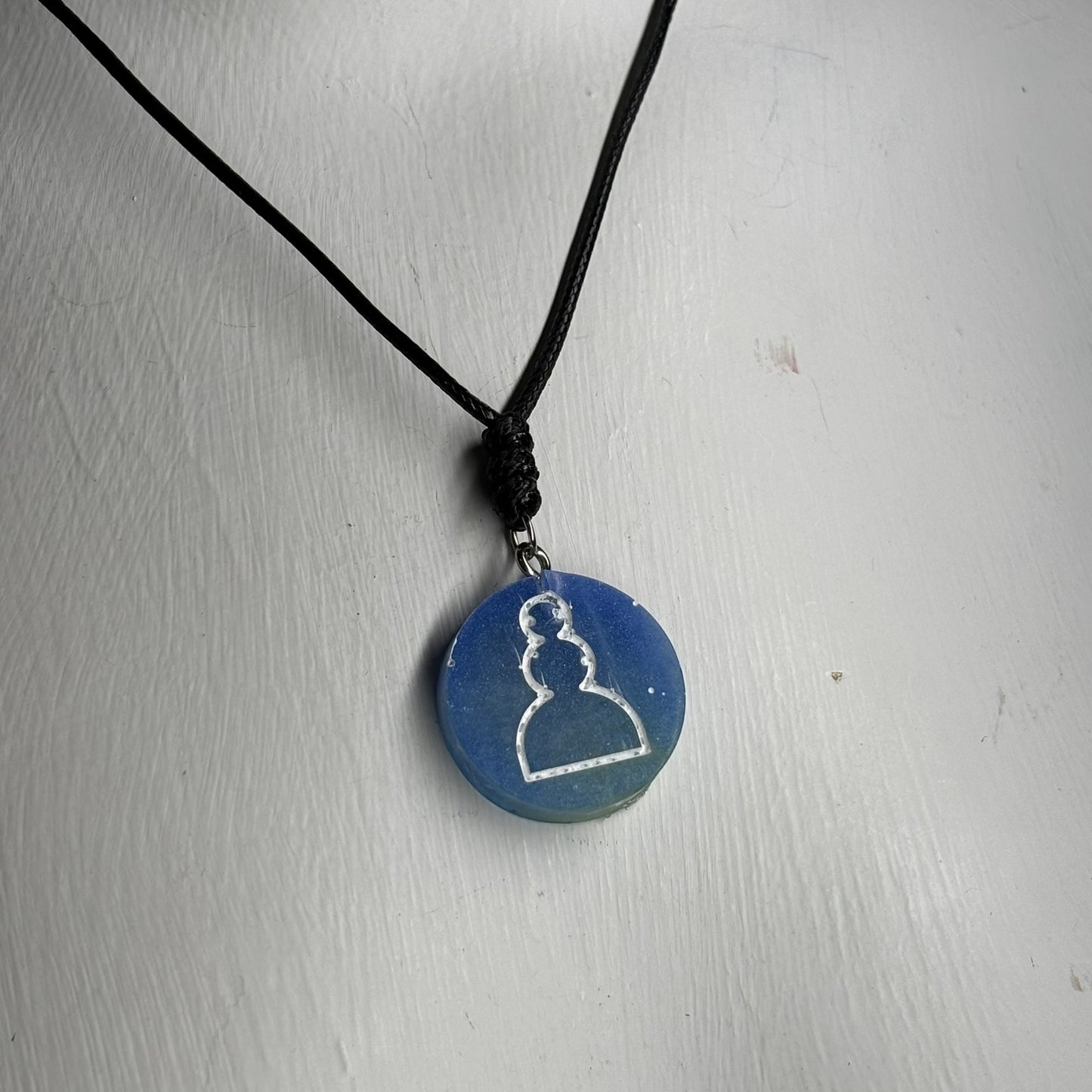 Blue Pawn - Handmade Resin Chess Necklace