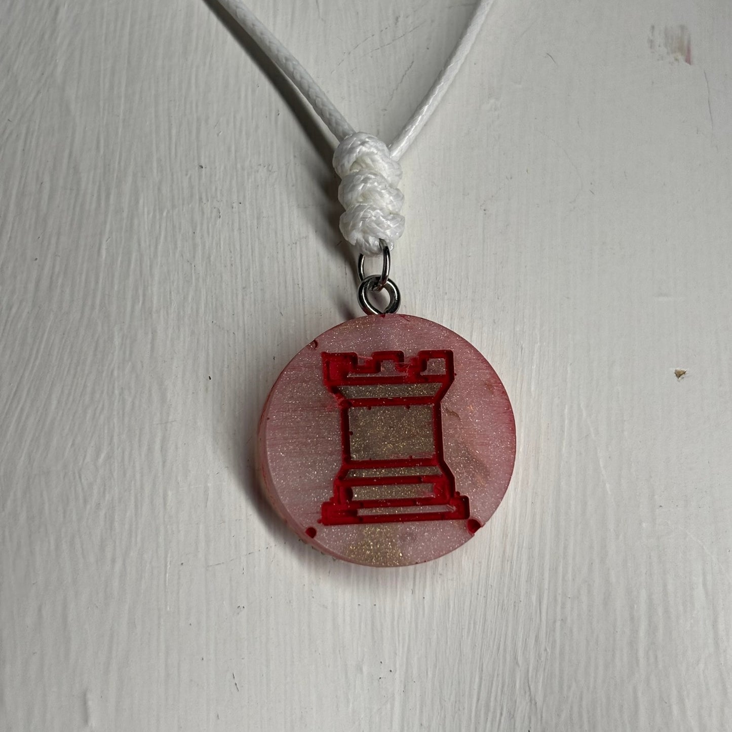 Space Red Rook - Handmade Resin Chess Necklace