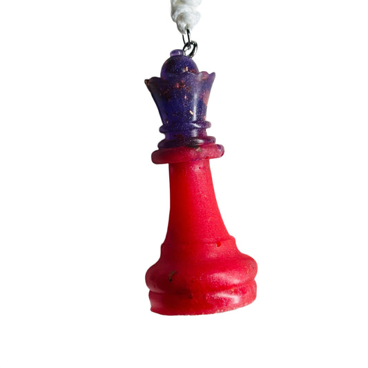 Purple & Red Queen - Handmade Resin Chess Necklace