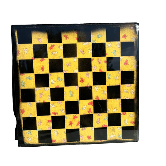 Peace Hands Yellow Edition - Resin Coated Chess Board