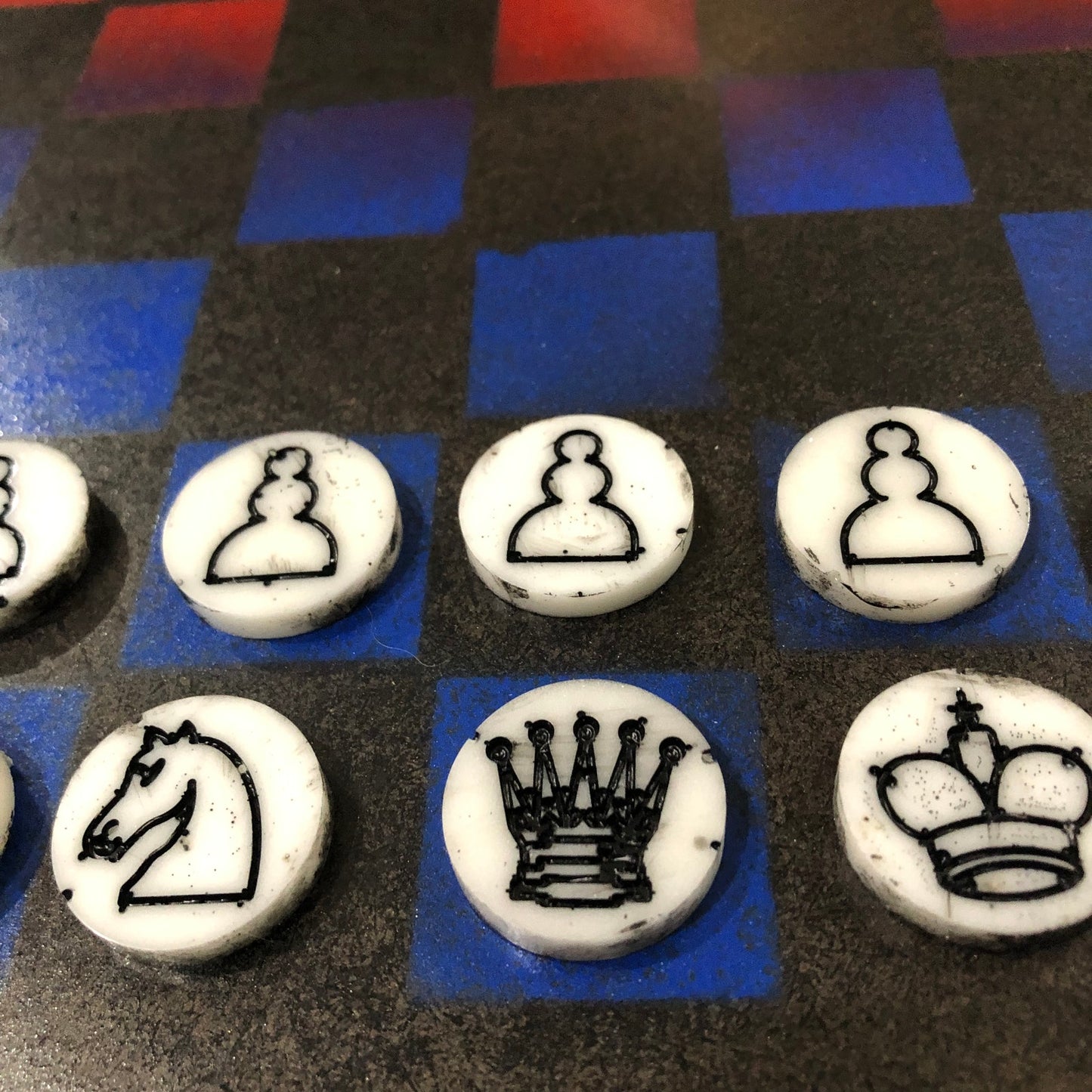 Stealth Blue & Red - Painted Chess Set