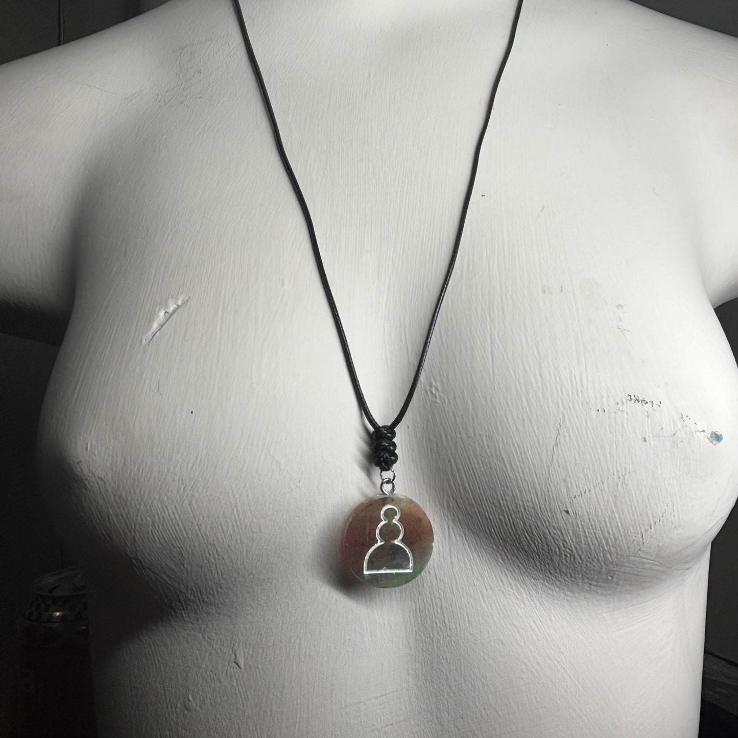 Vintage Swamp Pawn - Handmade Resin Chess Necklace