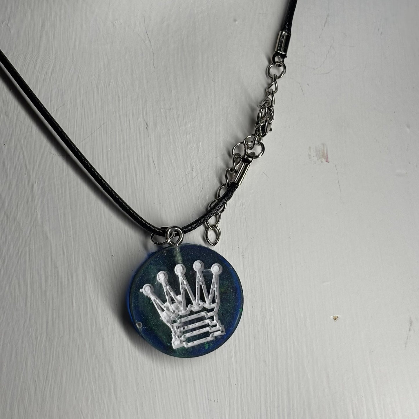 Midnight Queen - Handmade Resin Chess Necklace