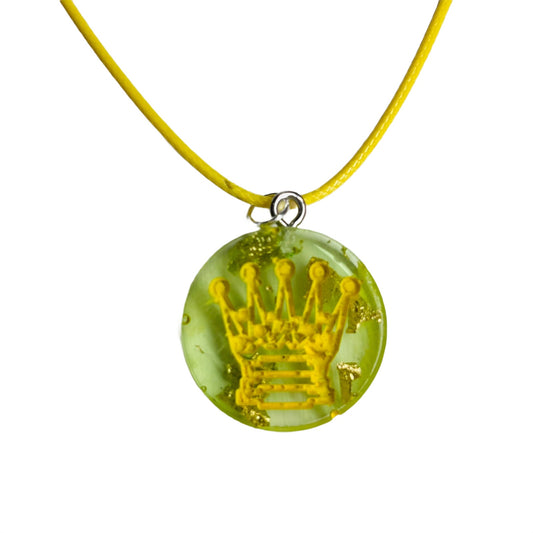 Green Yellow Queen - Handmade Resin Chess Necklace