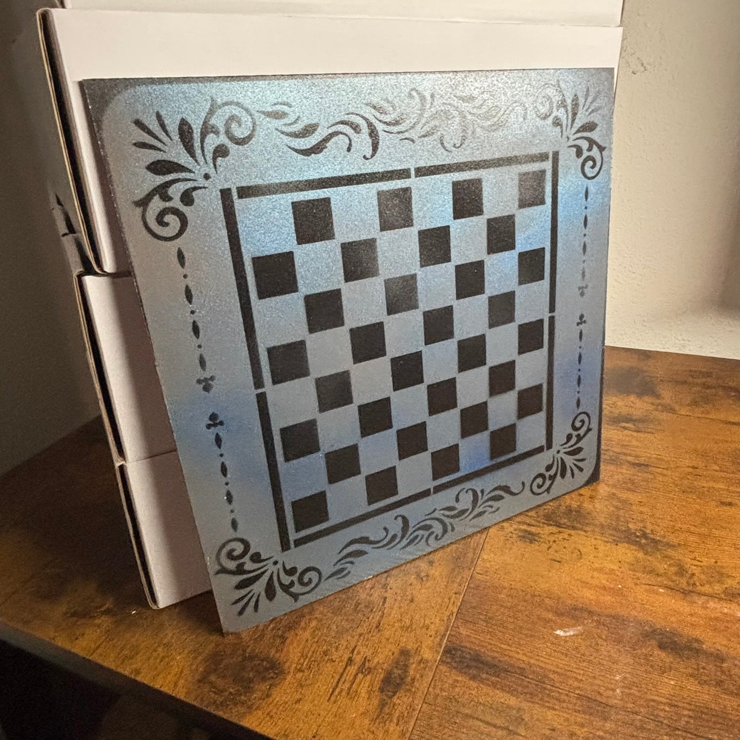 Simple Blue & Black - Painted Chess Board