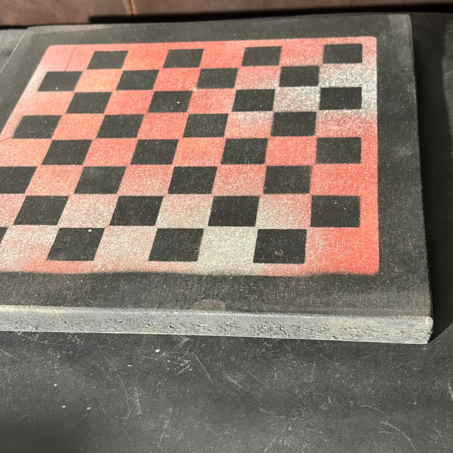 Powdered Red - Painted Chess Board