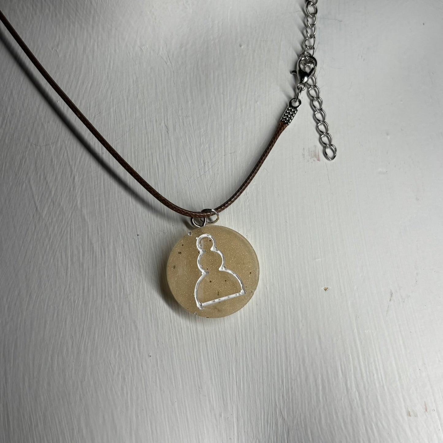 Cream Pawn - Handmade Resin Chess Necklace