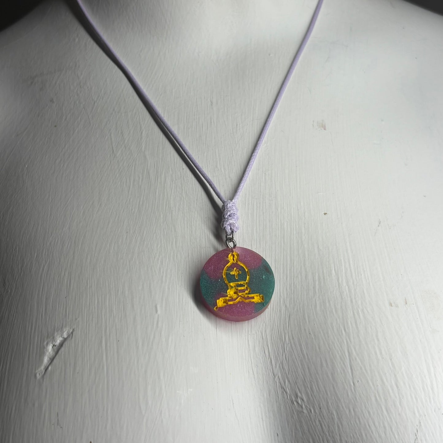 Color Swirl Bishop - Handmade Resin Chess Necklace