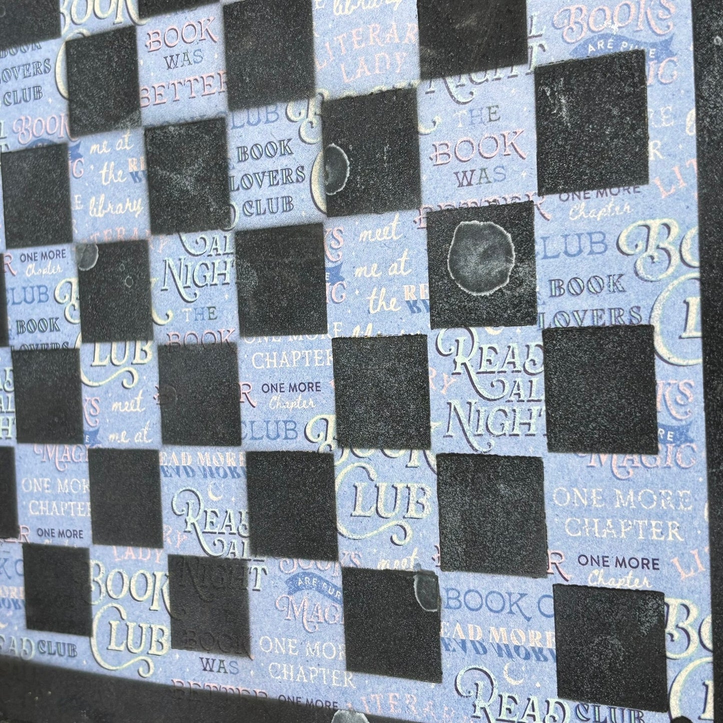 Blue & Black Wording - Scrapbook Chess Board
