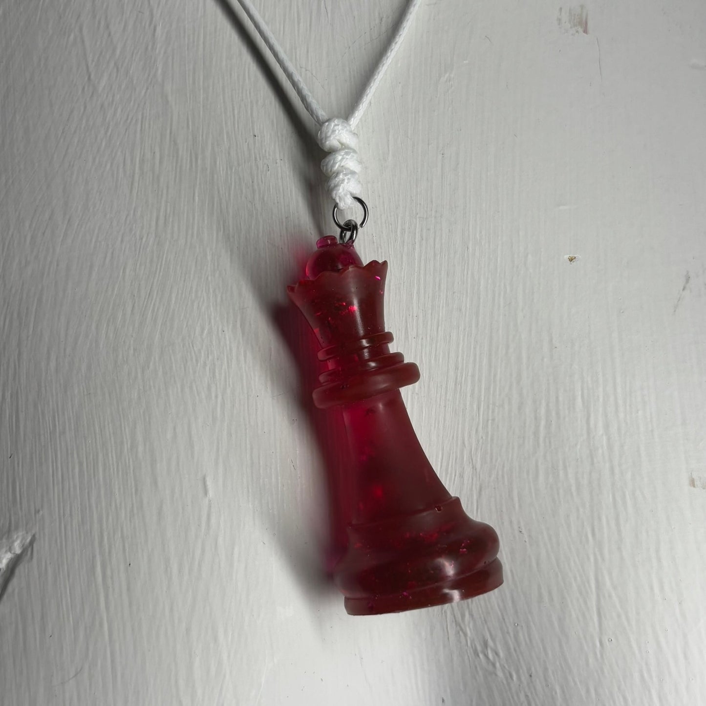 Red Crystal Queen - Handmade Resin Chess Necklace