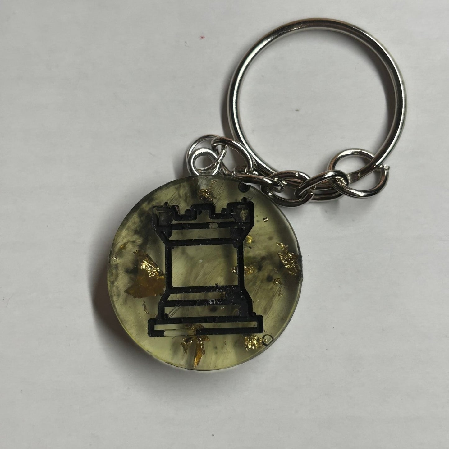 Lime Green Rook - Handmade Resin Keychain